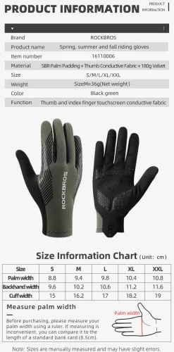 ROCKBROS MTB Gloves - Touch Screen, Anti-Slip Full Finger Cycling Gloves