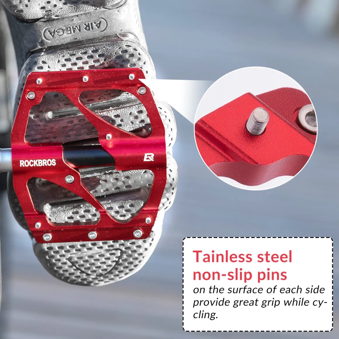 ROCKBROS MTB Pedals Platform Bike Pedal Aluminum 9/16" Bicycle Pedal Non-Slip Lightweight Flat Pedals for BMX Road Mountain Bikes