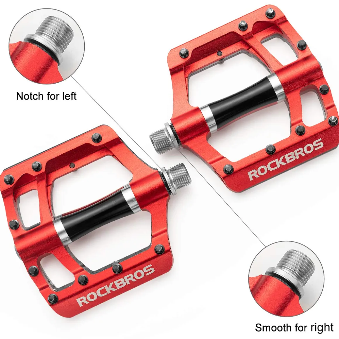 ROCKBROS MTB Pedals Platform Bike Pedal Aluminum 9/16" Bicycle Pedal Non-Slip Lightweight Flat Pedals for BMX Road Mountain Bikes