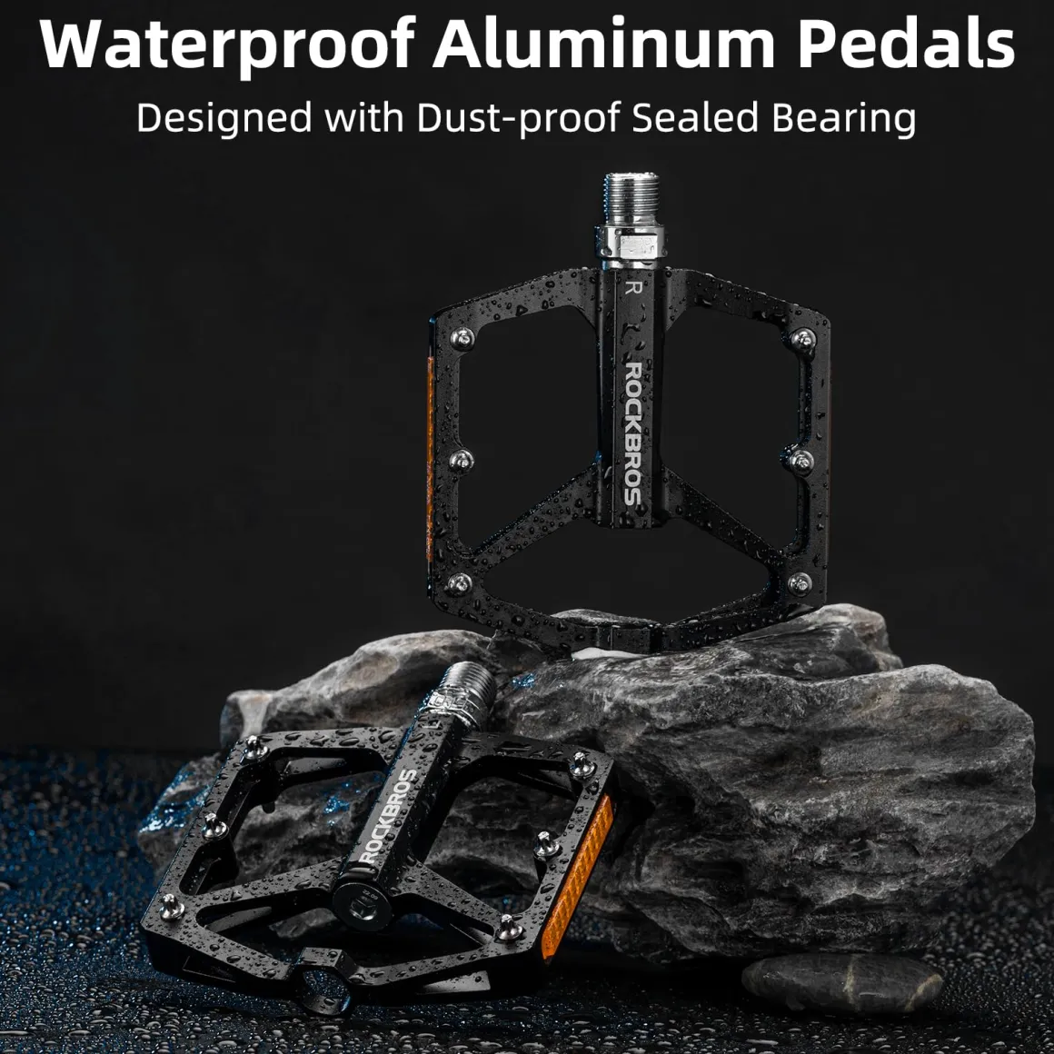 ROCKBROS MTB Reflective Aluminum Pedals 9/16" Sealed Bearing Lightweight