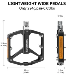 ROCKBROS MTB Reflective Aluminum Pedals 9/16