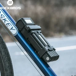ROCKBROS MTB Road Bike Lock Key Folding Lock E-Bike Motorcycle Steel Lock Portable Antirust Anti-theft