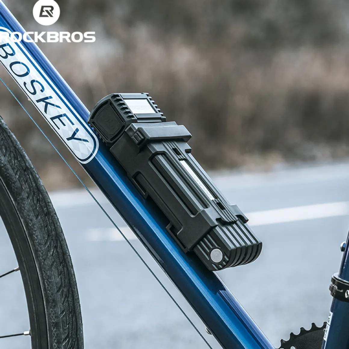 ROCKBROS MTB Road Bike Lock Key Folding Lock E-Bike Motorcycle Steel Lock Portable Antirust Anti-theft