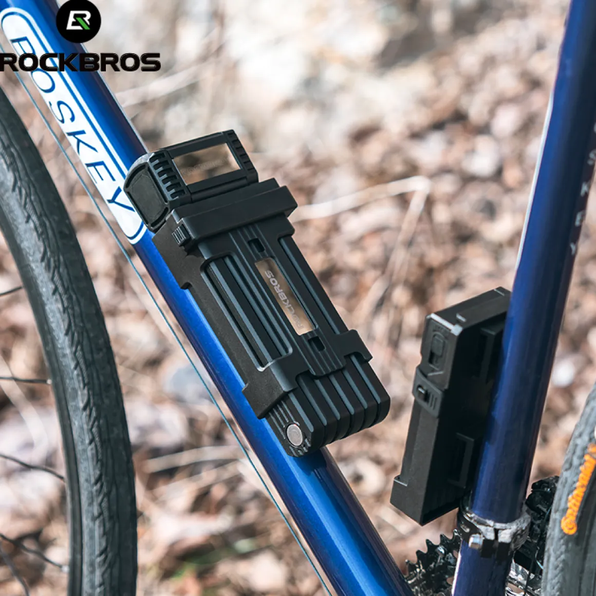 ROCKBROS MTB Road Bike Lock Key Folding Lock E-Bike Motorcycle Steel Lock Portable Antirust Anti-theft