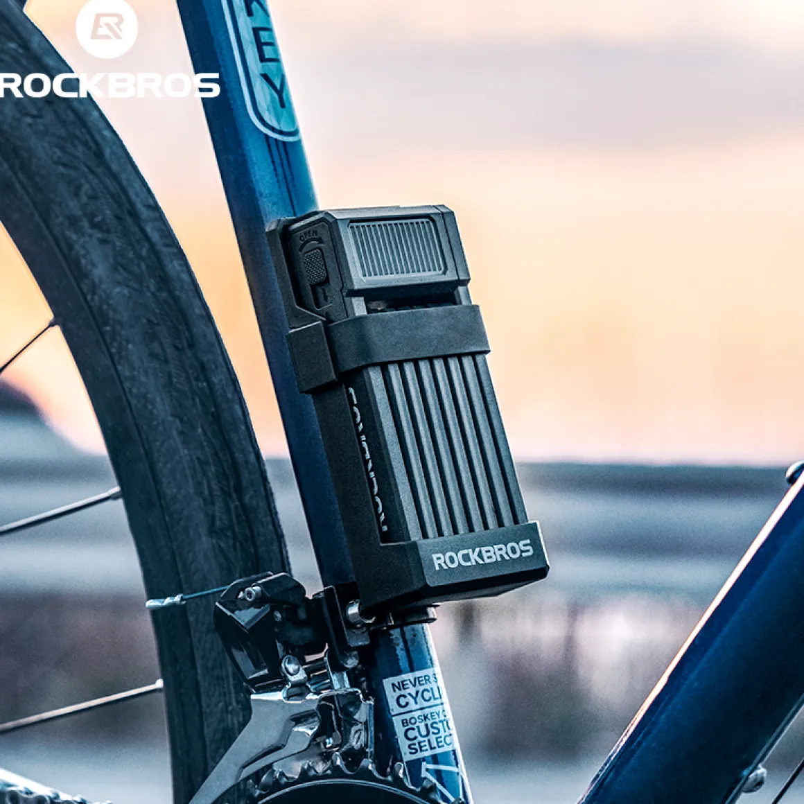 ROCKBROS MTB Road Bike Lock Key Folding Lock E-Bike Motorcycle Steel Lock Portable Antirust Anti-theft