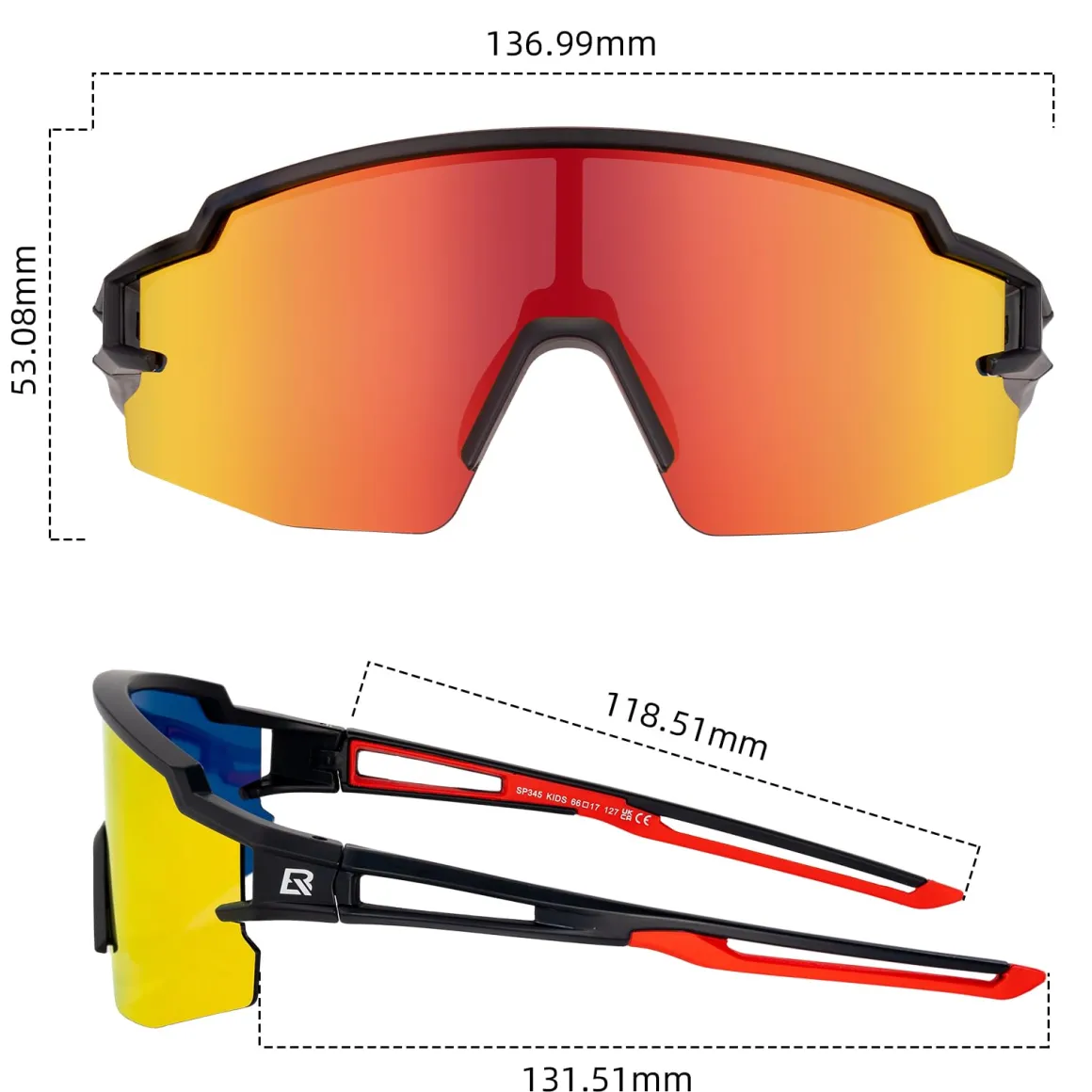 ROCKBROS Polarized Youth Kids UV400 Cycling Sports Sunglasses for Boys Girls Age 8-14