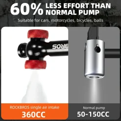 ROCKBROS 240PSI Classic Floor Drive 3.5 High Pressure Bicycle Floor Pump with Accurate 3.5