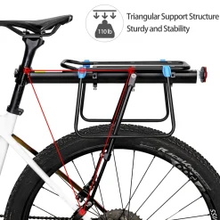 ROCKBROS Quick Release Rear Bike Rack, Aluminum Alloy Cargo Rack for Mountain Bikes