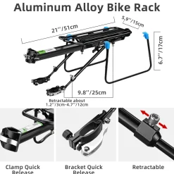 ROCKBROS Quick Release Rear Bike Rack, Aluminum Alloy Cargo Rack for Mountain Bikes