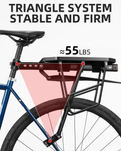 ROCKBROS Quick Release Rear Bike Cargo Rack, Adjustable for 26”-29” Mountain Bikes