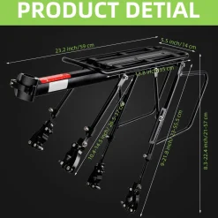 ROCKBROS Quick Release Rear Bike Cargo Rack, 55LB Capacity for 26”-29” MTB E-Bikes