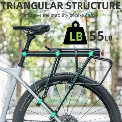 ROCKBROS Quick Release Rear Bike Cargo Rack, 55LB Capacity for 26”-29” MTB E-Bikes