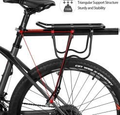 ROCKBROS Rear Bike Bicycle Cargo Rack Aluminum Alloy 115 lbs Capacity Black