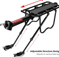 ROCKBROS Rear Bike Bicycle Cargo Rack Aluminum Alloy 115 lbs Capacity Black