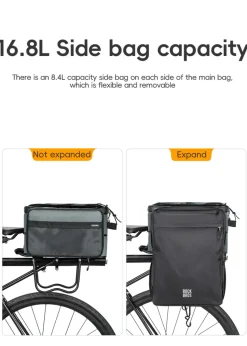 ROCKBROS Road to Sky Foldable Trunk Bag – 16.8L Expandable Bike Rack Bag