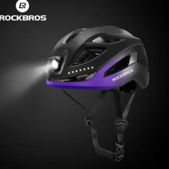 ROCKBROS Safety Warning Helmet with Built-In Lights and Adjustable Fit Electric USB
