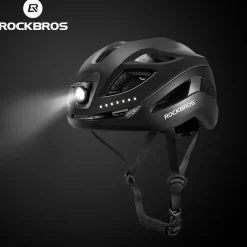 ROCKBROS Safety Warning Helmet with Built-In Lights and Adjustable Fit Electric USB