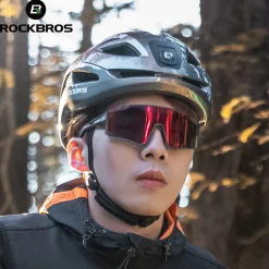 ROCKBROS Safety Warning Helmet with Built-In Lights and Adjustable Fit Electric USB