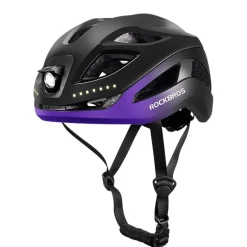 ROCKBROS Safety Warning Helmet with Built-In Lights and Adjustable Fit Electric USB