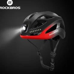 ROCKBROS Safety Warning Helmet with Built-In Lights and Adjustable Fit Electric USB