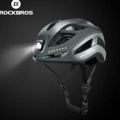 ROCKBROS Safety Warning Helmet with Built-In Lights and Adjustable Fit Electric USB