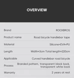 ROCKBROS Silicone PU Bicycle Handlebar Tape Soft Breathable Road Bike Tape Shock-absorption Anti-Slip Gravel Bicycle Handlebar Wrap Drop Bar Belt