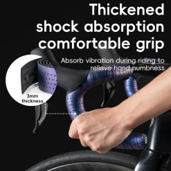 ROCKBROS Silicone PU Bicycle Handlebar Tape Soft Breathable Road Bike Tape Shock-absorption Anti-Slip Gravel Bicycle Handlebar Wrap Drop Bar Belt