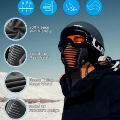 ROCKBROS Ski Mask Winter Balaclava Windproof Fleece Thermal Neck Gaiter
