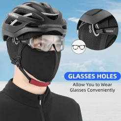 ROCKBROS Skull Cap Helmet Liner, Winter Thermal Cycling Hat with Glasses Holes, Beanie