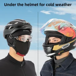 ROCKBROS Skull Cap Helmet Liner, Winter Thermal Cycling Hat with Glasses Holes, Beanie