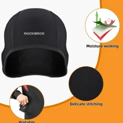 ROCKBROS Skull Cap Men's Winter Cycling Cap Windproof Warm Fleece Thermal Hat Helmet Liner Caps Black for Hiking Skiing Riding