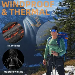 ROCKBROS Skull Cap Men's Winter Cycling Cap Windproof Warm Fleece Thermal Hat Helmet Liner Caps Black for Hiking Skiing Riding