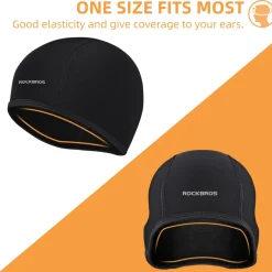 ROCKBROS Skull Cap Men's Winter Cycling Cap Windproof Warm Fleece Thermal Hat Helmet Liner Caps Black for Hiking Skiing Riding