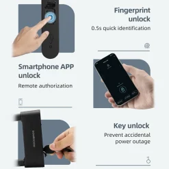 ROCKBROS Smart Bike U Lock with Fingerprint and App Control Waterproof