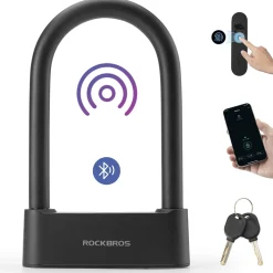 ROCKBROS Smart Bike U Lock with Fingerprint and App Control Waterproof