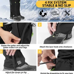 ROCKBROS Snow Boot Leg Gaiters, Waterproof Hiking Gaiters for Winter Sports and Snow Shoes