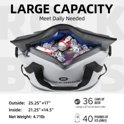 ROCKBROS Soft Cooler Insulated Leak Proof Cooler Bag Portable 36 Can