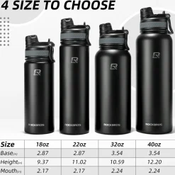 ROCKBROS Stainless Steel Insulated Water Bottle with Straw