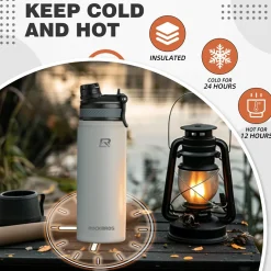 ROCKBROS Stainless Steel Insulated Water Bottle with Straw