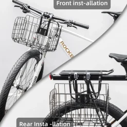 ROCKBROS Sturdy Folding Bike Basket Easy Install for Scooter, Mountain Bike Beach Cruiser