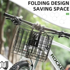 ROCKBROS Sturdy Folding Bike Basket Easy Install for Scooter, Mountain Bike Beach Cruiser