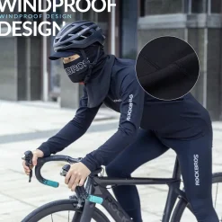 ROCKBROS Thermal Black Ski Mask with Brim Windproof Winter Balaclava for Men