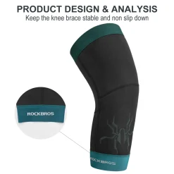 ROCKBROS Thermal Knee Warmer Men Anti-Slip Knee Brace Sleeves for Winter Cycling Basketball