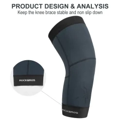 ROCKBROS Thermal Knee Warmer Men Anti-Slip Knee Brace Sleeves for Winter Cycling Basketball