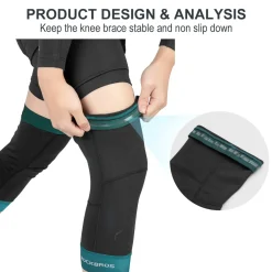 ROCKBROS Thermal Knee Warmer Men Anti-Slip Knee Brace Sleeves for Winter Cycling Basketball