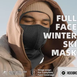ROCKBROS Thermal Ski Mask, Windproof Fleece Balaclava for Cold Weather, Ski Face Mask for Men