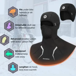 ROCKBROS Thermal Ski Mask, Windproof Fleece Balaclava for Cold Weather, Ski Face Mask for Men