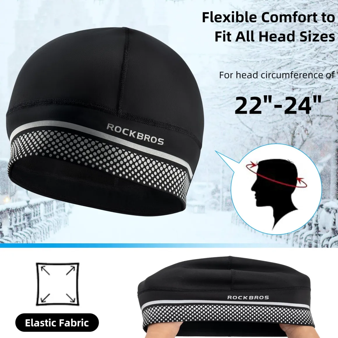 ROCKBROS Thermal Skull Cap Winter Hat for Men Women, Ear Warmers Helmet Liner