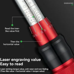 ROCKBROS 1/4 Torque 2–24Nm Micrometer Click Torque Wrench, 72-Tooth Gear Professional Precision ±3%High Accuracy