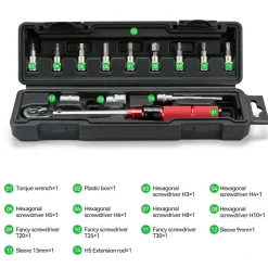ROCKBROS 1/4 Torque 2–24Nm Micrometer Click Torque Wrench, 72-Tooth Gear Professional Precision ±3%High Accuracy